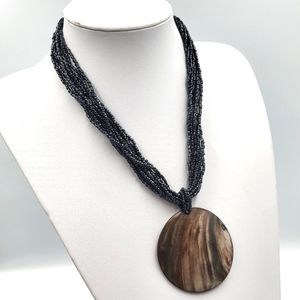 Black Multi-Beaded Statement Necklace